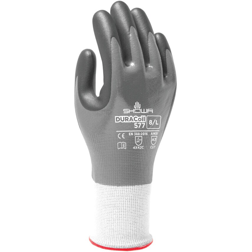 Showa Cut Resistant Gloves, Nitrile Coated, Grey, Size 8 - SHO96105- you get 120