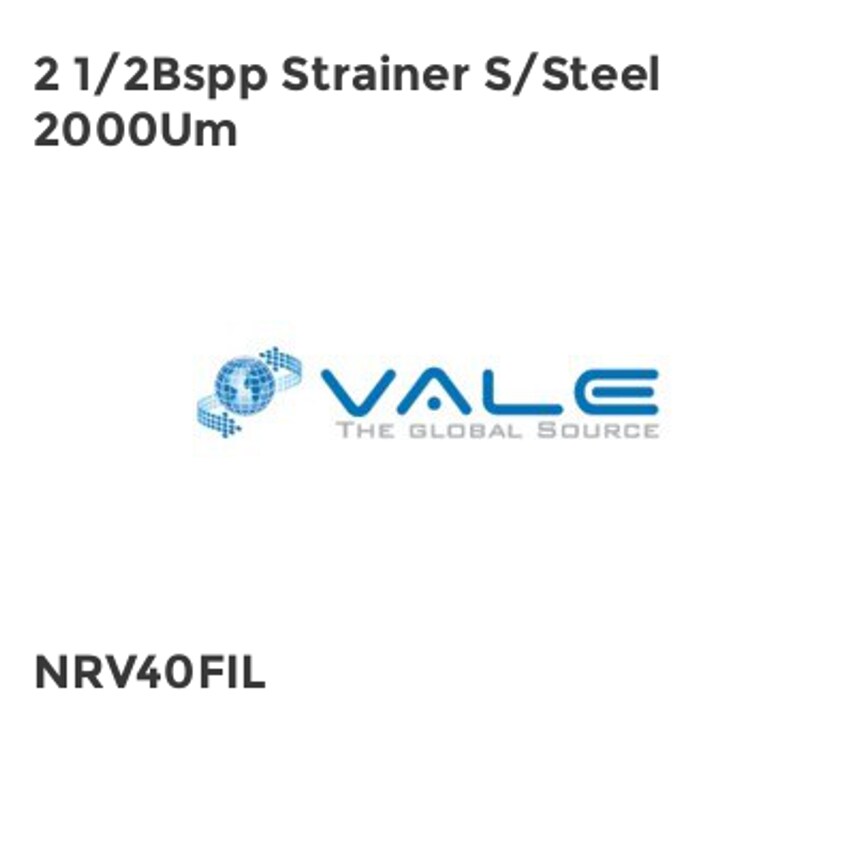 Vale 2 1/2Bspp Strainer S/Steel 2000Um