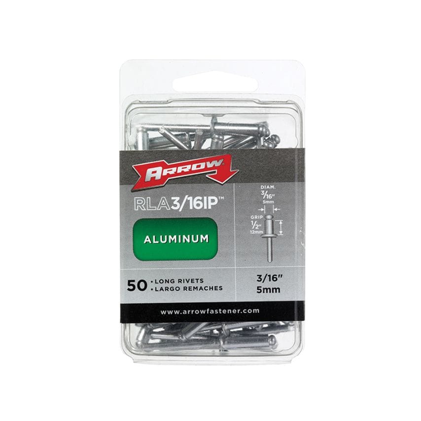 Arrow RLA 3/16IP Aluminium Rivets 3/16in Long Pack of 50 ARRRLA316IP