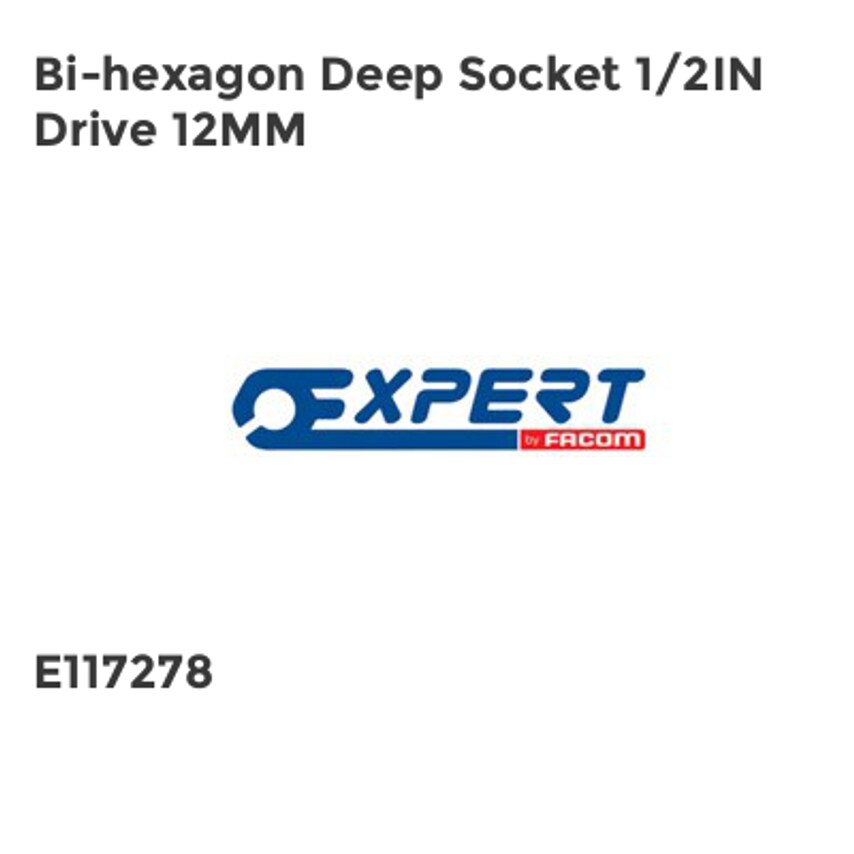 Expert by Facom 12mm Bi-Hex Socket With 1/2 in Drive, Length 79 mm