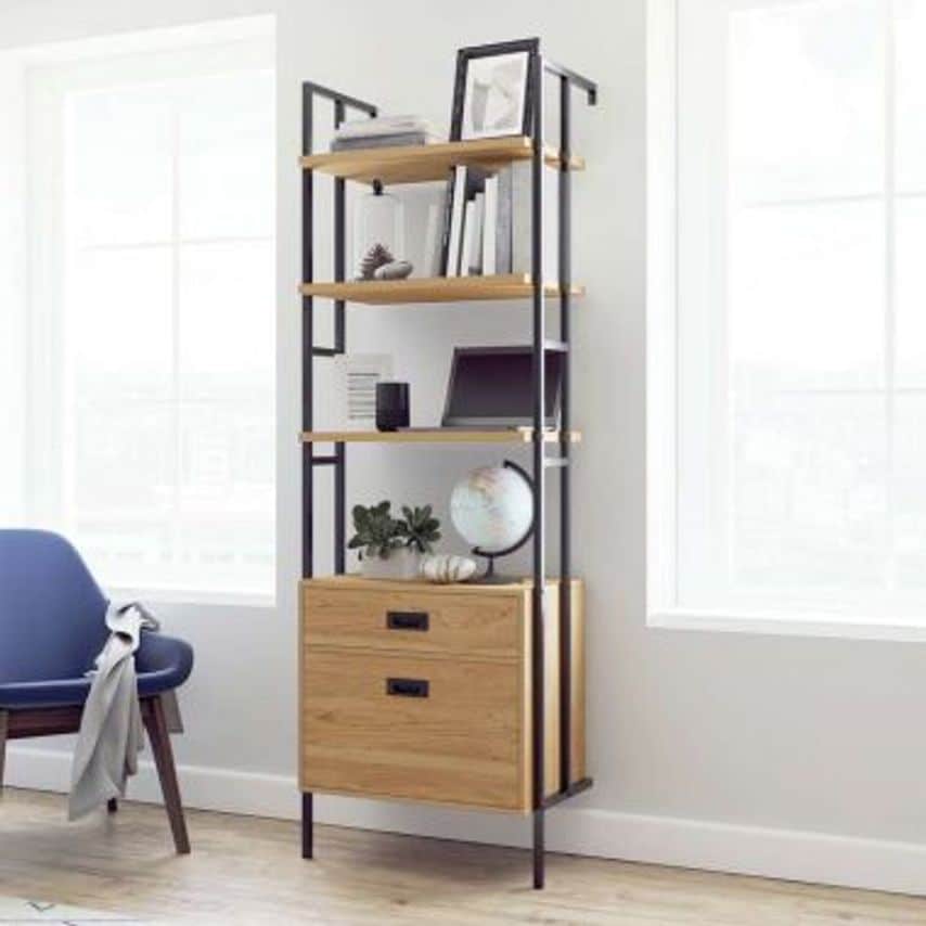 Teknik Hythe Wall Mounted 4-Shelves Bookcase with Drawers