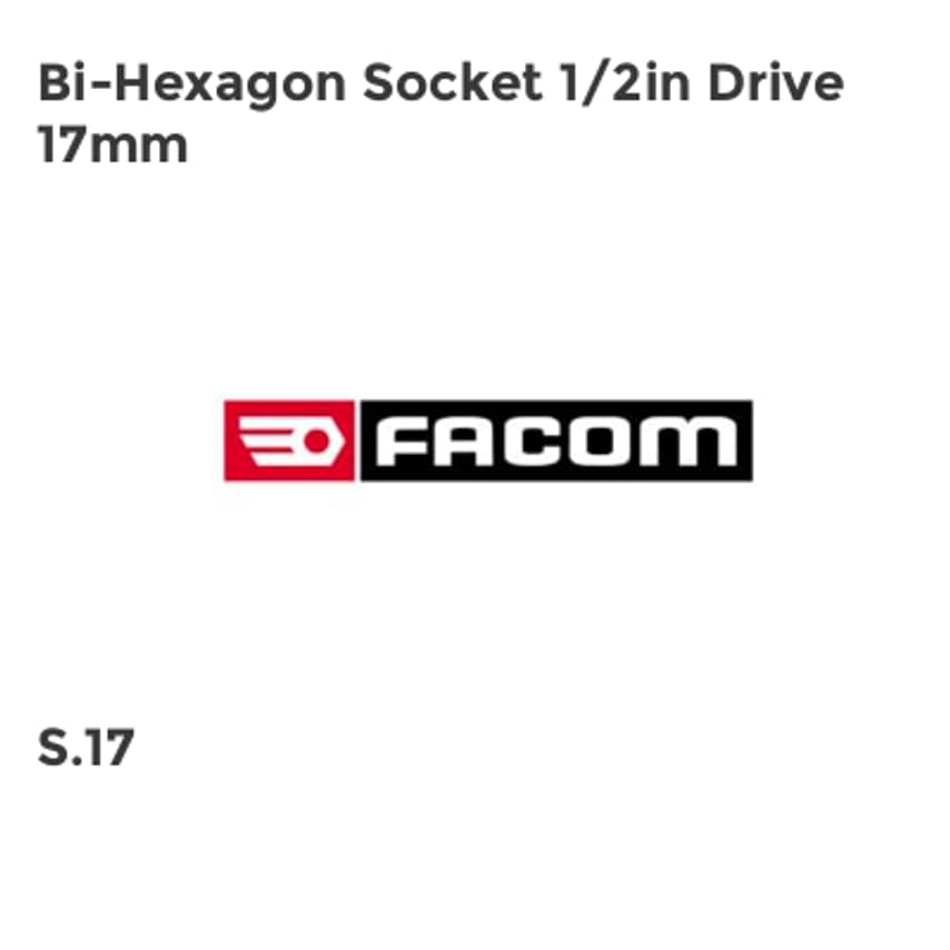 Facom Bi-Hexagon Socket 1/2in Drive 17mm FCMS17
