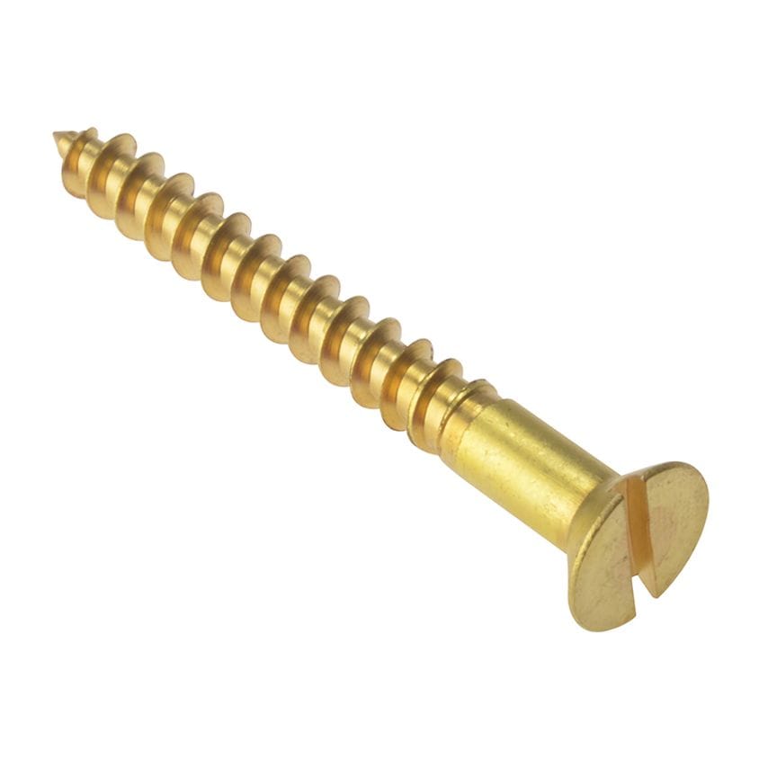Forgefix Wood Screw Slotted Csk Solid Brass 3IN X 10 Box 100