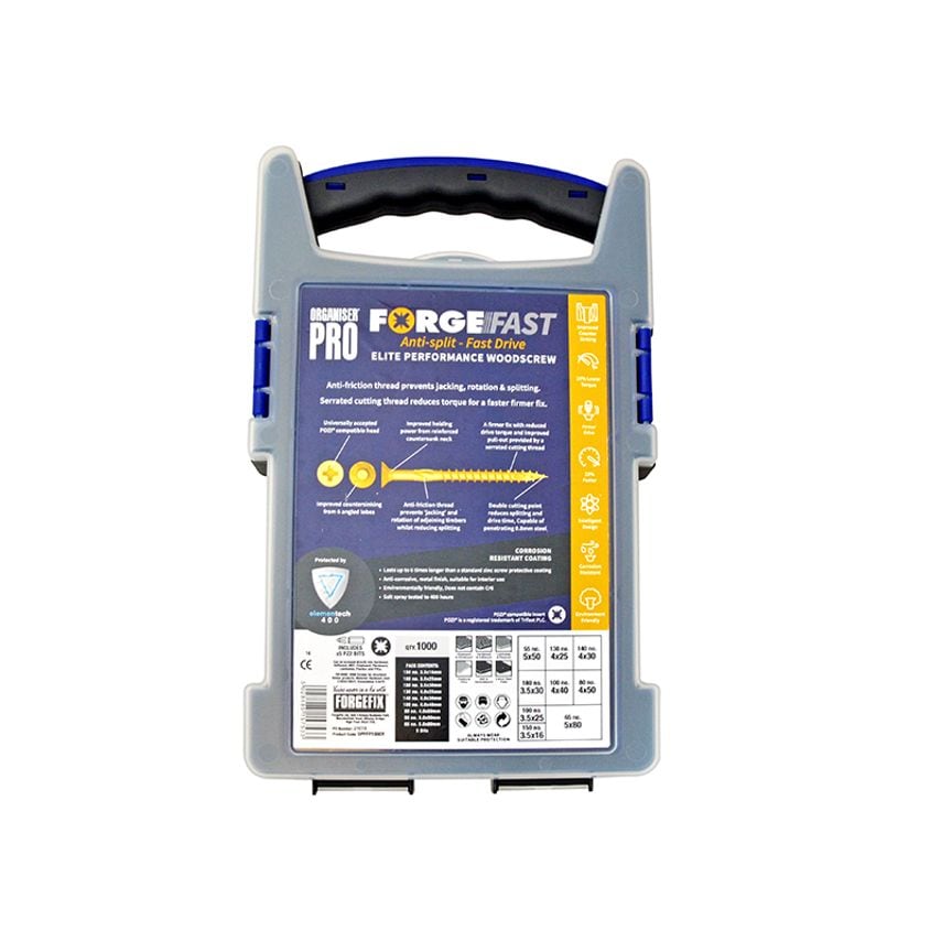 Forgefix ForgeFast Pozi Compatible Elite Performance Wood Screw Organiser 1000 P
