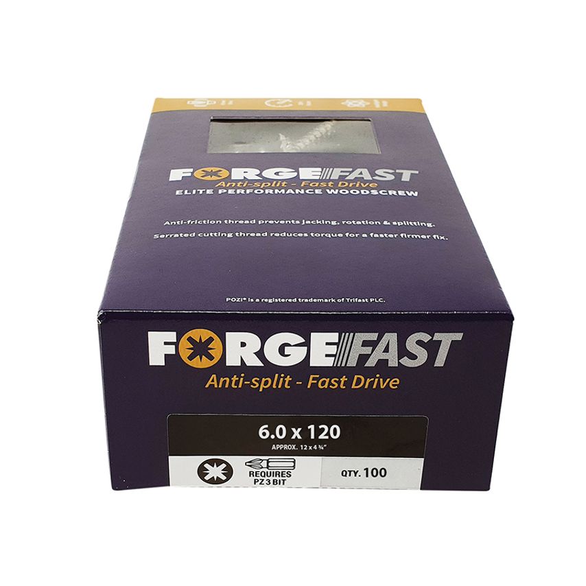 Forgefix ForgeFast Pozi Compatible Elite Performance Wood Screw ZY 6.0 x 120mm B