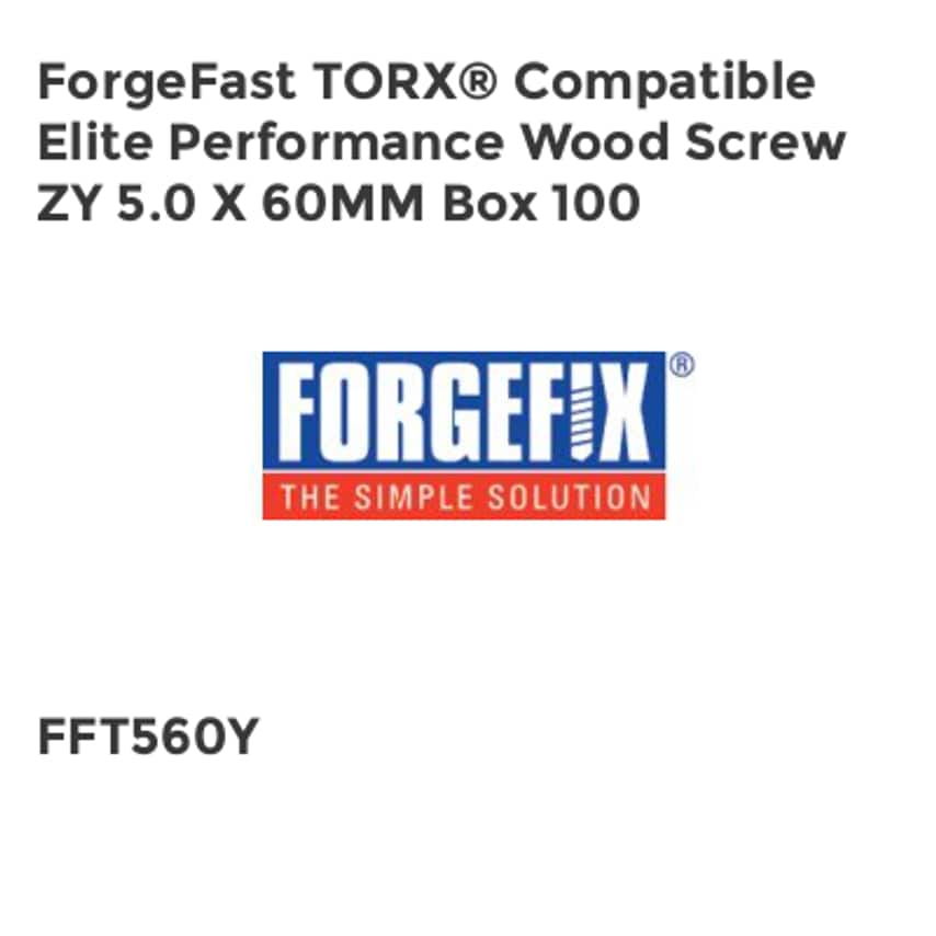 Forgefix ForgeFast TORX Compatible Elite Performance Wood Screw ZY 5.0 x 60mm Bo