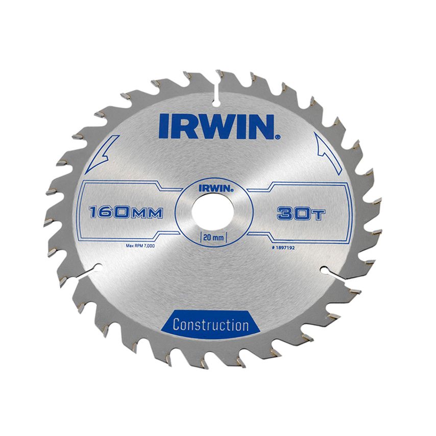 IRWIN Lames de scie circulaire construction 160 x 20 x 2,4 mm 48 dents