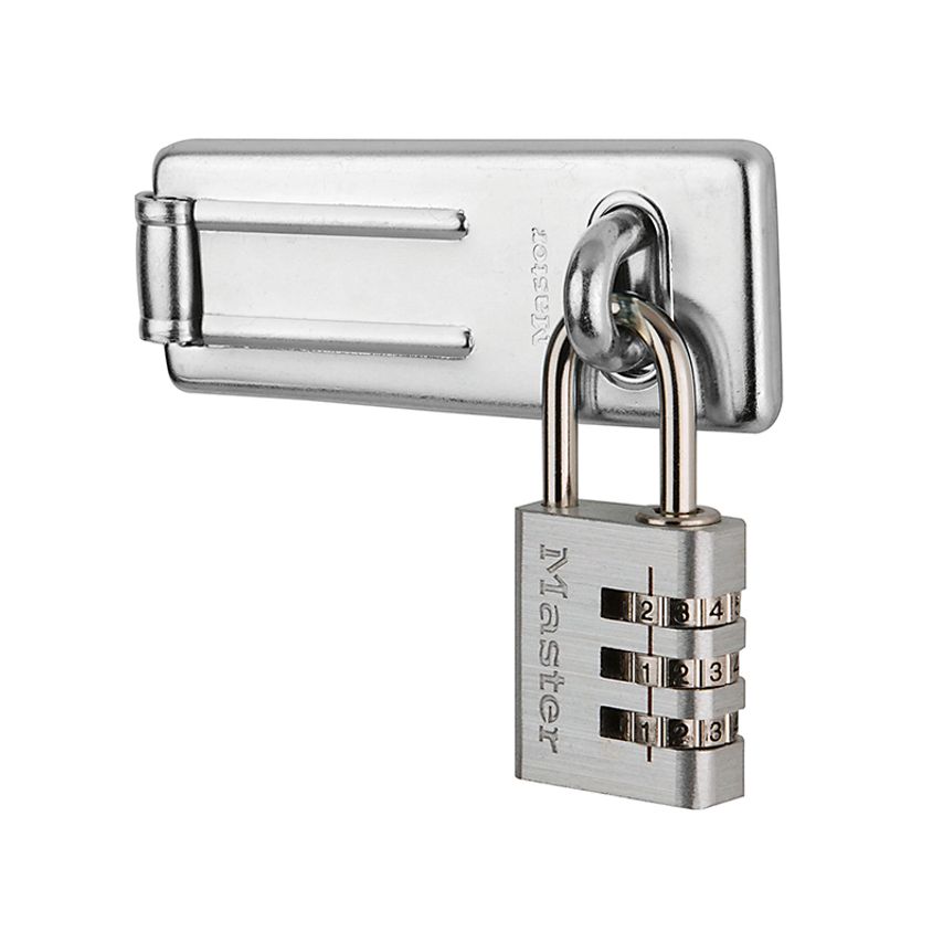 Shop Master Lock Hasp 89mm + 3Digit Combination Padlock 30mm