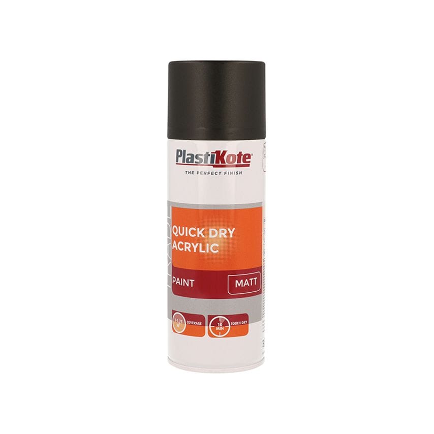 PlastiKote 71008 Quick Dry Acrylic Spray 400ml Black Matt for sale
