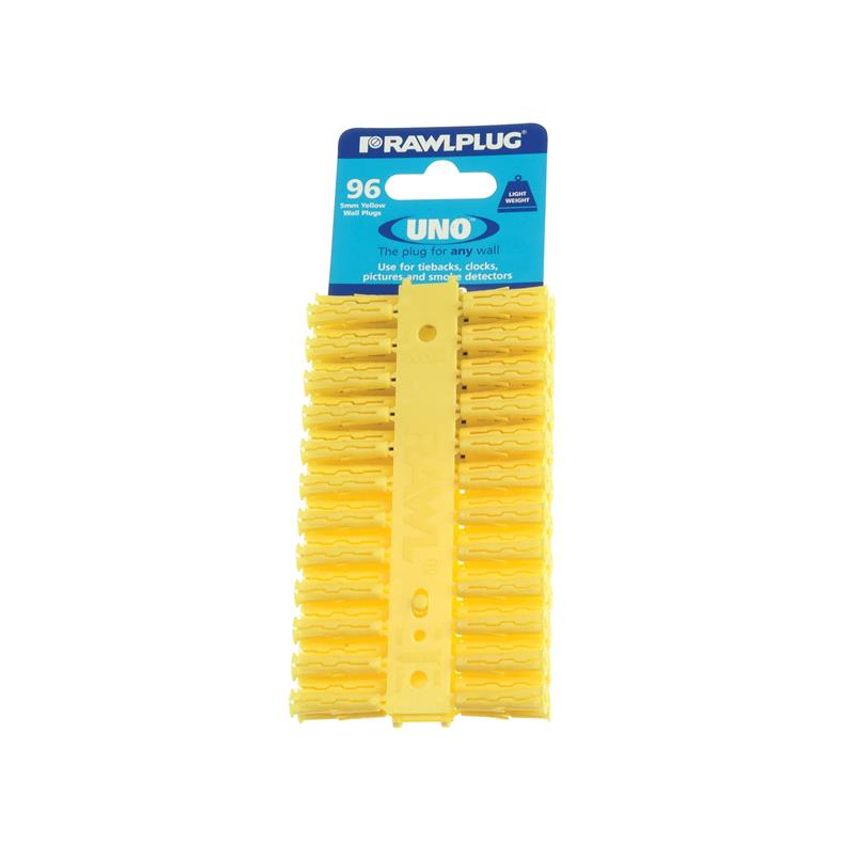Rawlplug Yellow UNO Plugs 5 x 24mm (Card 96) RAW68500