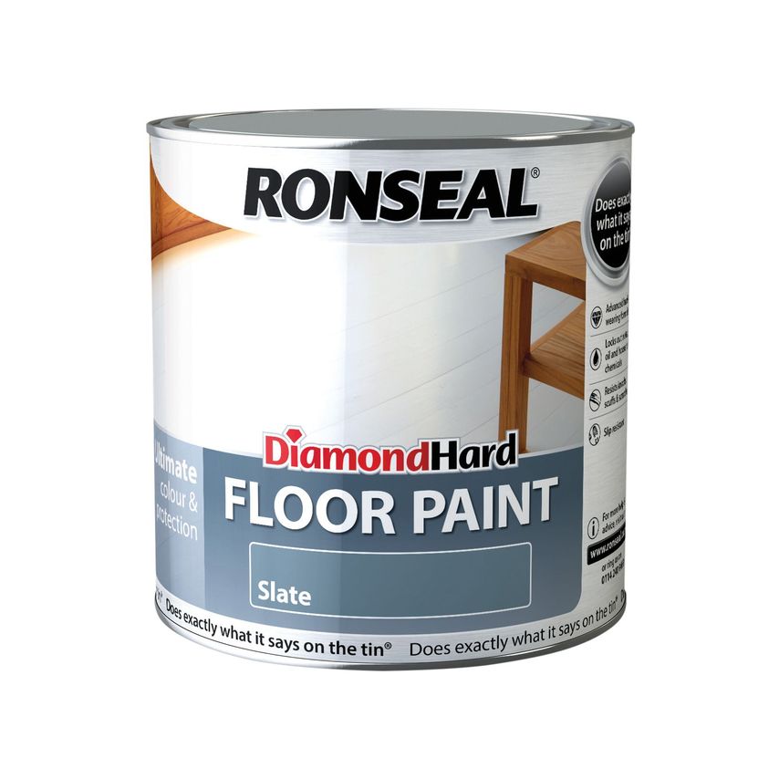 Ronseal Diamond Hard Floor Paint Satin Slate 2.5 Litre