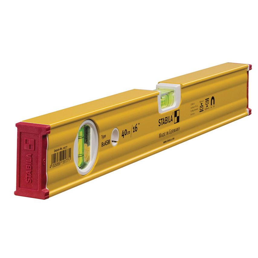 Stabila STB80ASM40 80 ASM Magnetic Spirit LeVelcro 2 Vial 19177 40cm