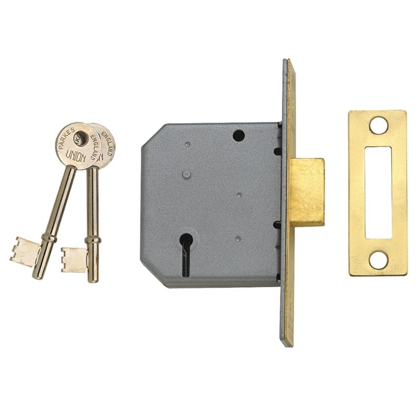 Union UNNJ2177PL30 2177 3 Lever Mortice Deadlock Polished Brass 77.5mm 3in Box