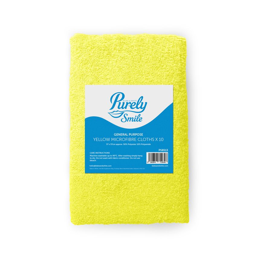 Purely Smile Microfibre Cloths Yellow, Pack of 10