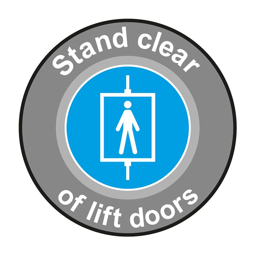Spectrum Industrial Stand Clear of Lift Doors' Floor Graphic (400mm Dia)