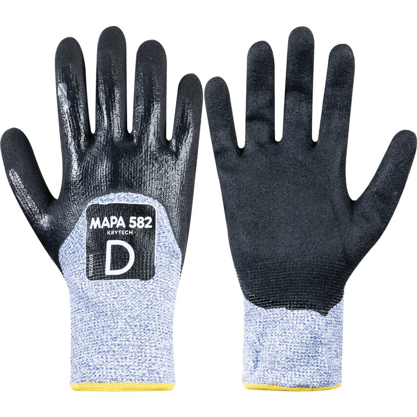 Mapa Professional Krytech 582 Cut Resistant Gloves, Nitrile Coated, Grey/Black,