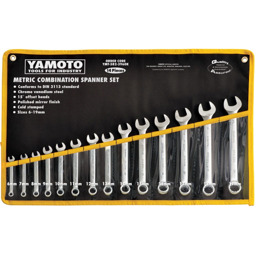 Yamoto Metric Combination Spanner Set, 6 19MM, Set of 14 Zoro UK