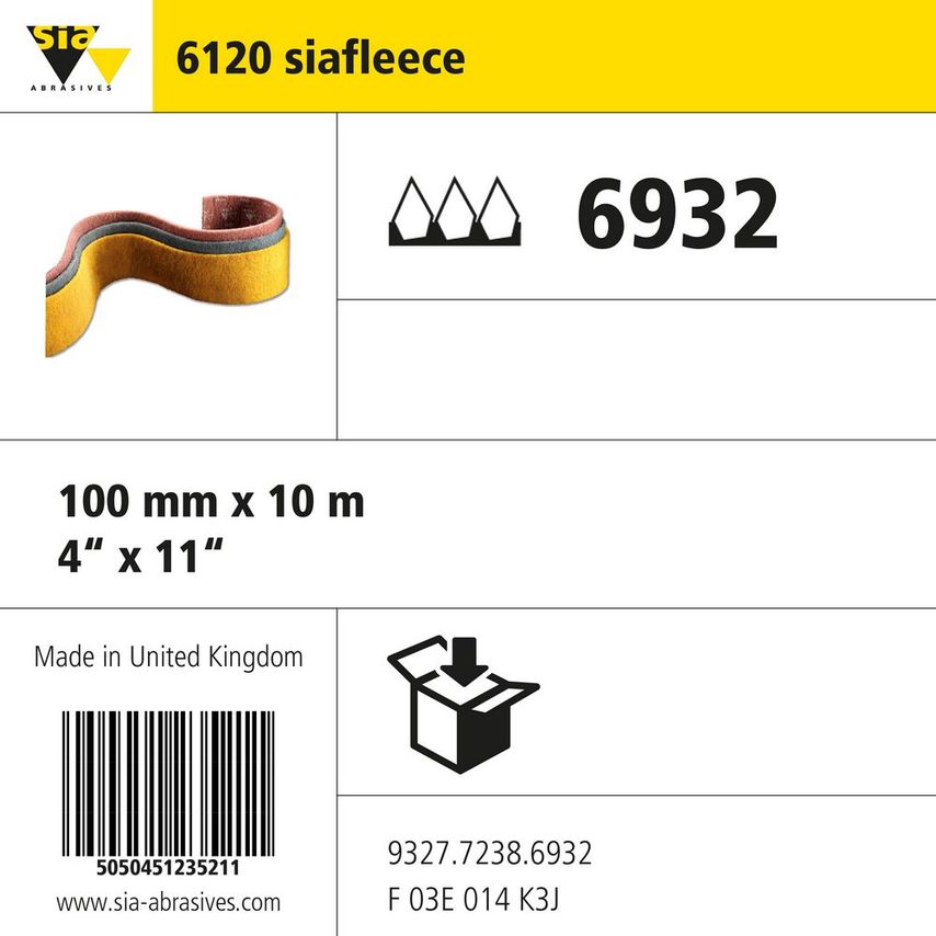 Sia Abrasives 6120 Abrasive Fleece, Fine A, 100MMX10M, for Even Surfa- you get 4