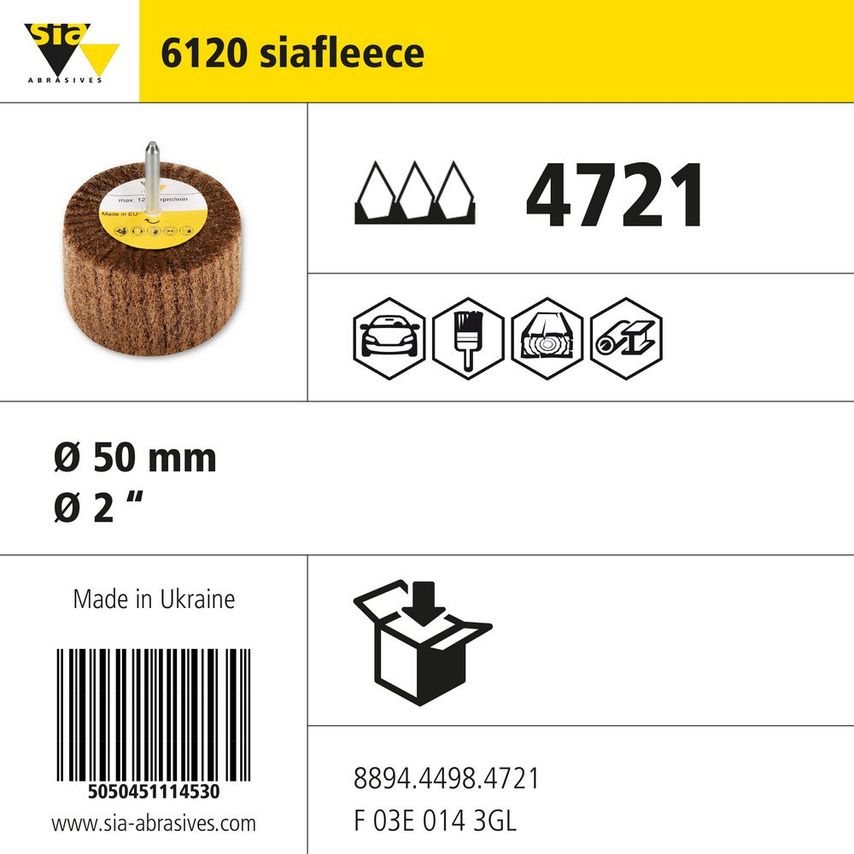 Sia Abrasives 6120 Spindle Mounted Siafleece Flap Wheels, Medium S, 5- you get 2