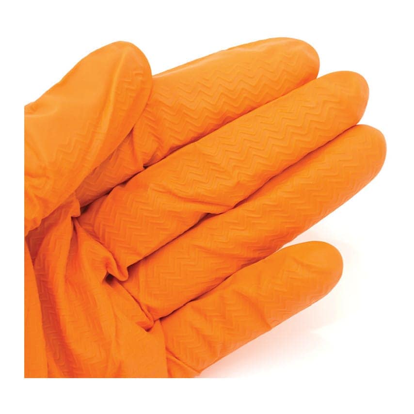 Atg Disposable Gloves, Orange, Nitrile, Textured, Size 10, Pk100 Zoro UK