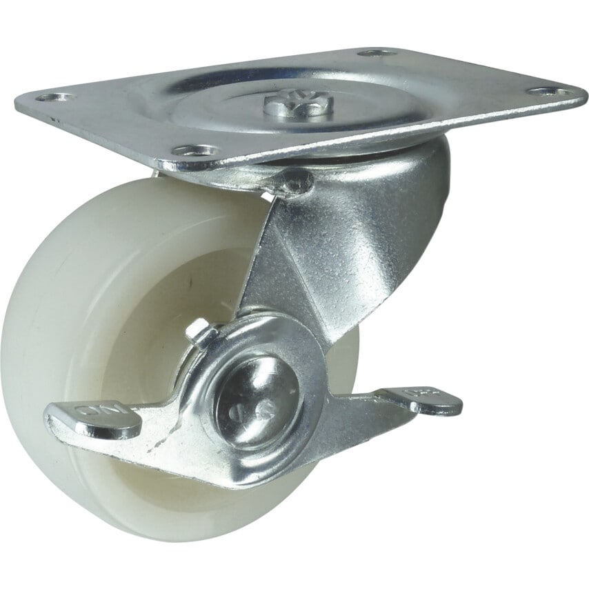 Flexello 61 Ser' Swivel Plate Nylon Castor with Brake 100mm