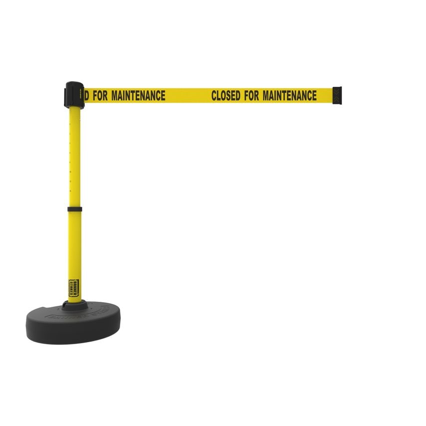 Banner Stakes PLUS Line Barrier - Yellow "Closed for Maintenance" Banner Head  PL4090