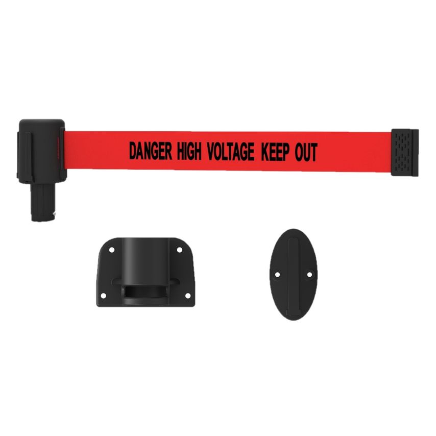 Banner Stakes PLUS Line Wall Mount System - "Danger High Voltage Keep Out" Banner Head PL4115