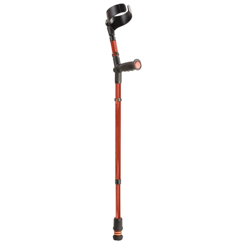 Flexyfoot Closed Cuff Soft Grip Double Adjustable Crutch - Red (Single)