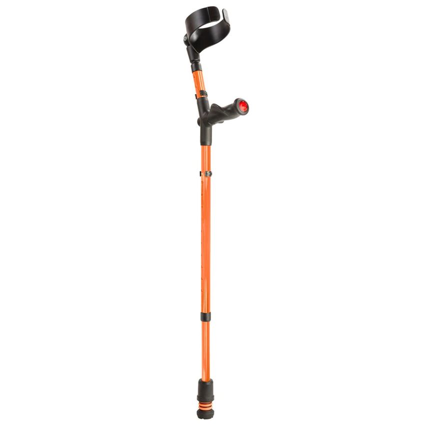 Flexyfoot Closed Cuff Comfort Grip Double Adjustable Crutch - Orange (Single Lef