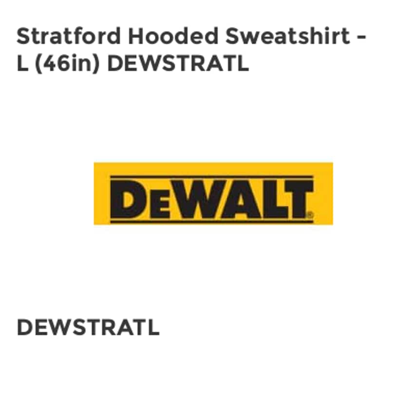 DeWalt Stratford Hooded Sweatshirt - L (46in) DEWSTRATL