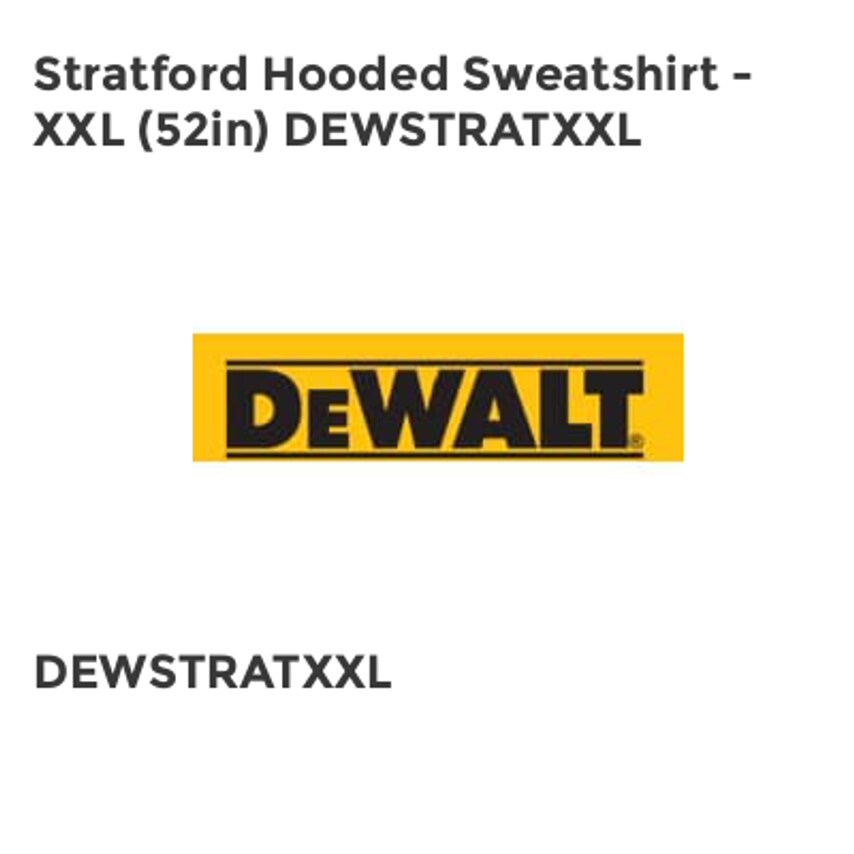 DeWalt Stratford Hooded Sweatshirt - XXL (52in) DEWSTRATXXL