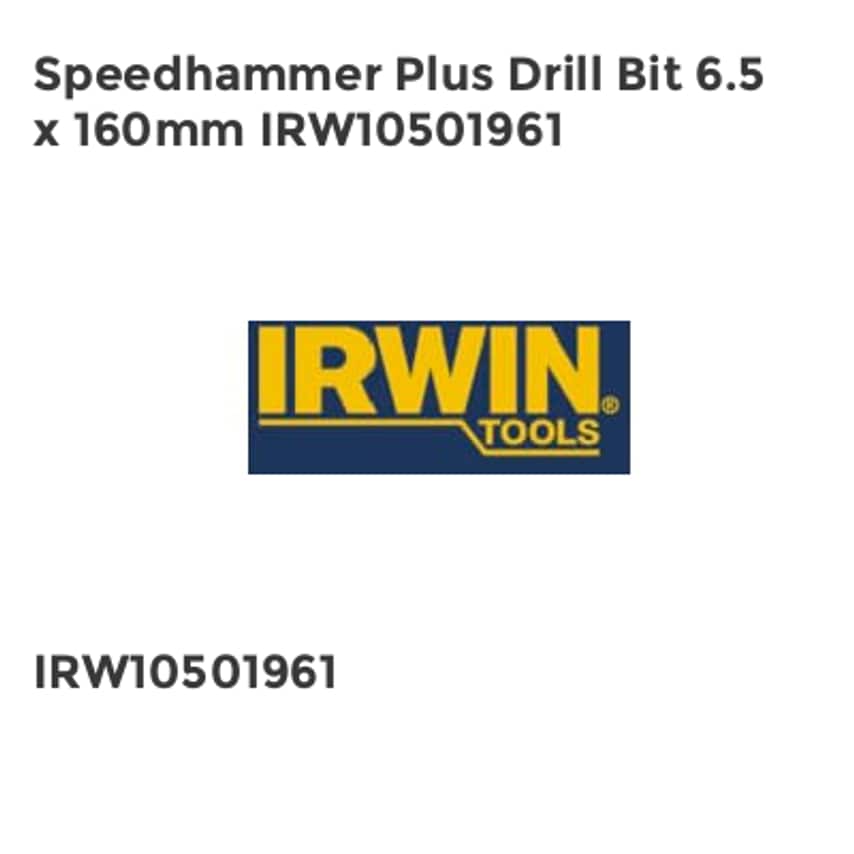 Irwin Speedhammer plus drill bits 6.5x160mm Option: 6.5mmx160mm