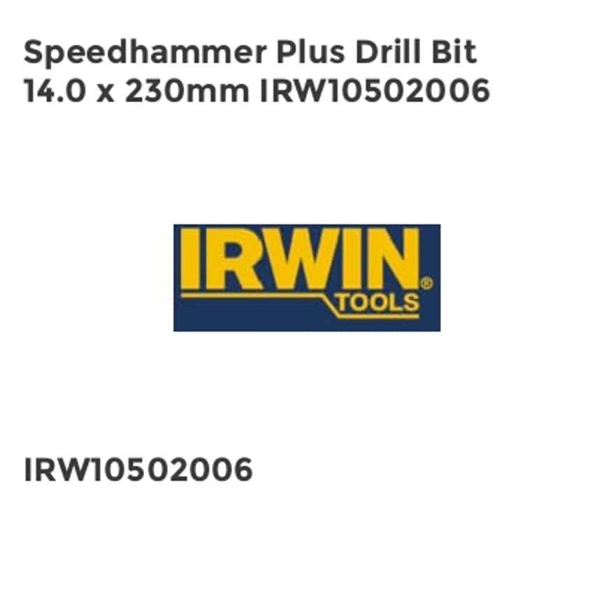 Irwin Speedhammer Plus Drill Bit 14.0 x 230mm IRW10502006