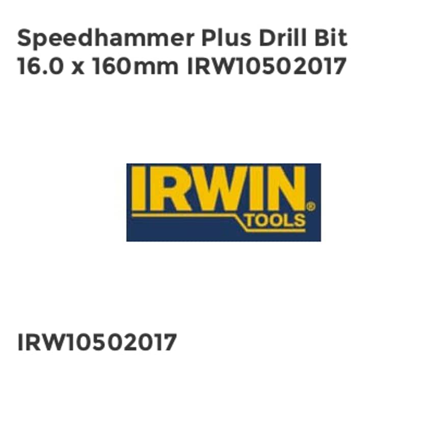 Irwin Speedhammer Plus Drill Bit 16.0 x 160mm IRW10502017