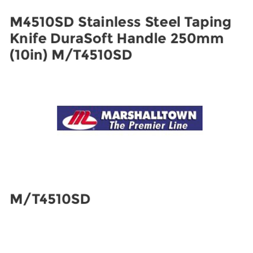 Marshalltown M4510SD Stainless Steel Taping Knife DuraSoft Handle 250mm (10in) M