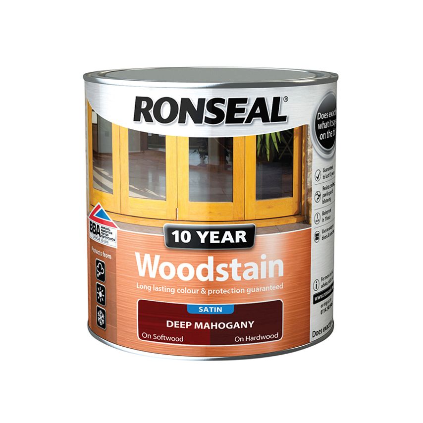 Ronseal 10 Year Woodstain Deep Mahogany 750ml RSL10WSDM750 - Picture 1 of 1