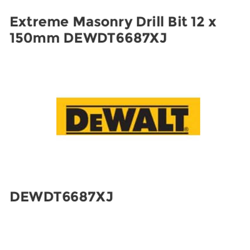 DeWalt Extreme Masonry Drill Bit 12 x 150mm DEWDT6687XJ
