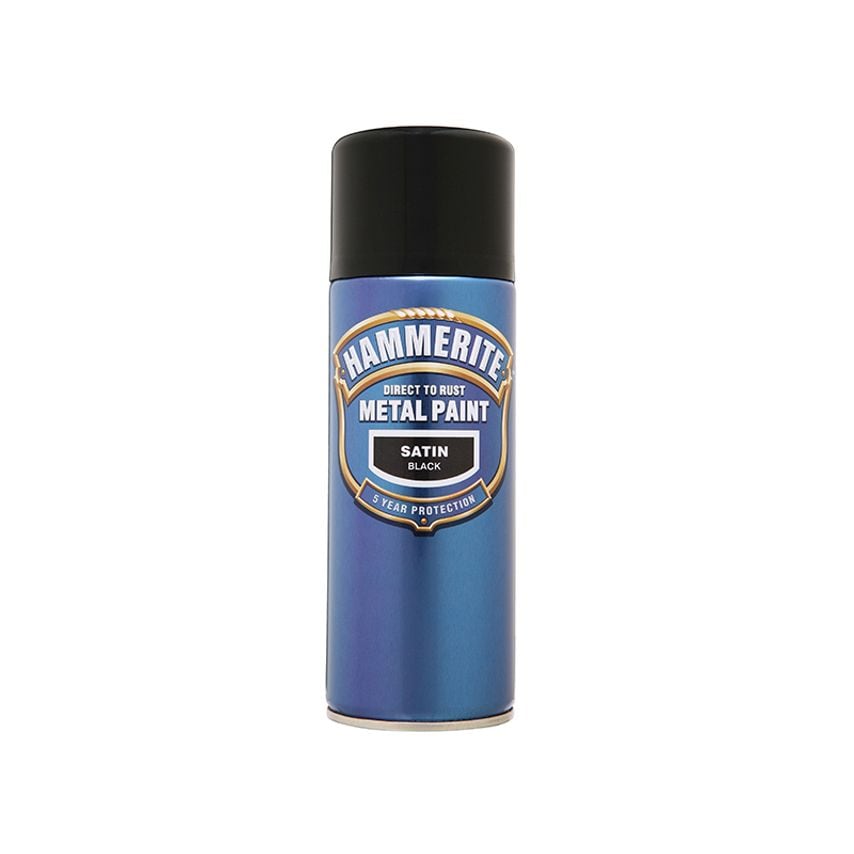 Hammerite Direct to Rust Smooth Finish Aerosol Satin Black 400ml HMMSFSBAERO