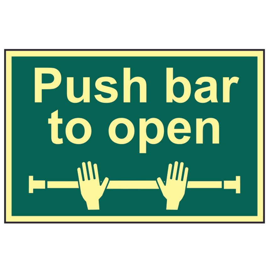 Scan SCA1584 Push Bar To Open - Photoluminescent 300 x 200mm