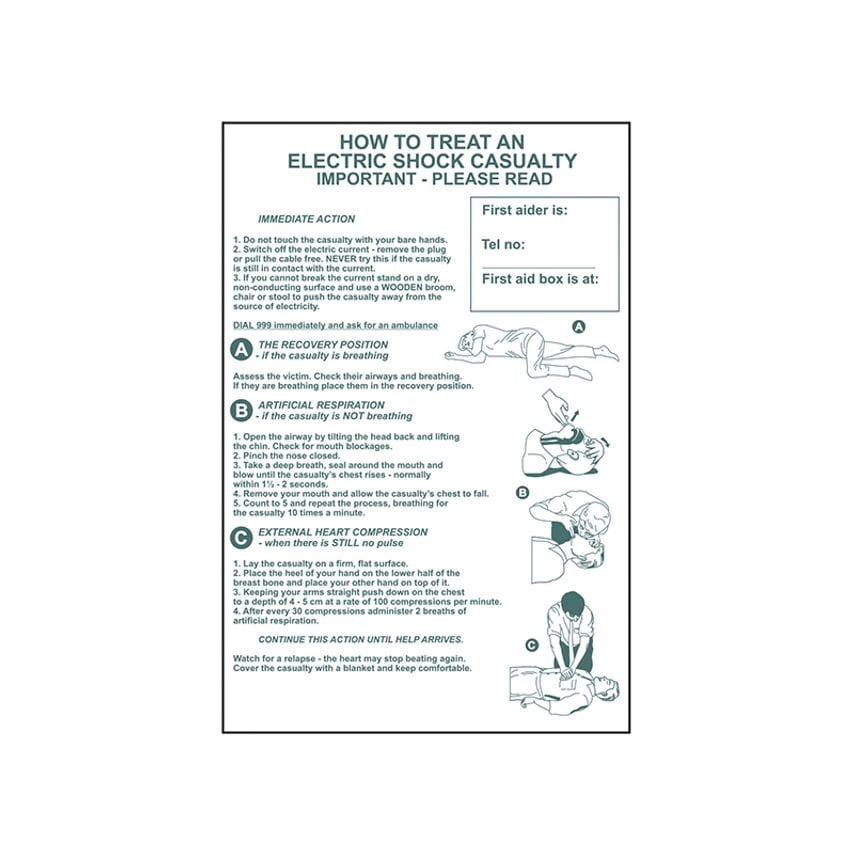 Scan How To Treat An Electric Shock Casualty - PVC Sign 400 x 600mm SCA4240