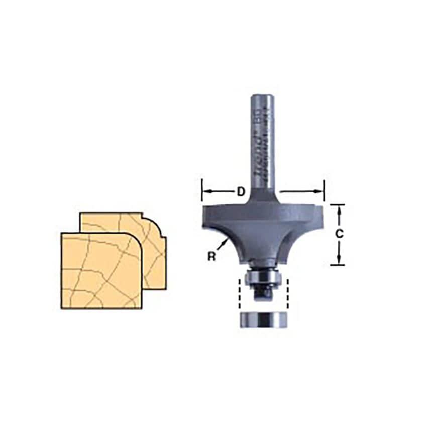 Trend 46/12 x 1/4 TCT Bearing Guided Ovolo & Round Over 4.8mm Radius TRE461214TC