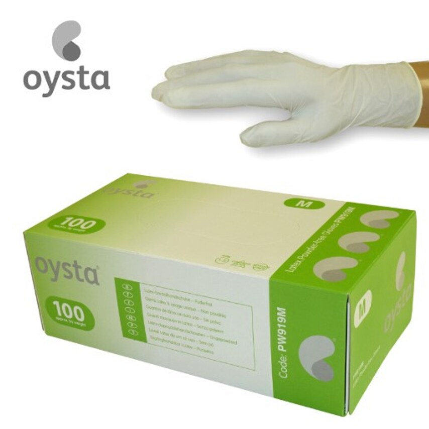 Oysta Latex Gloves Powder-free, XL (Sold in Cases of 10 Boxes of 100)