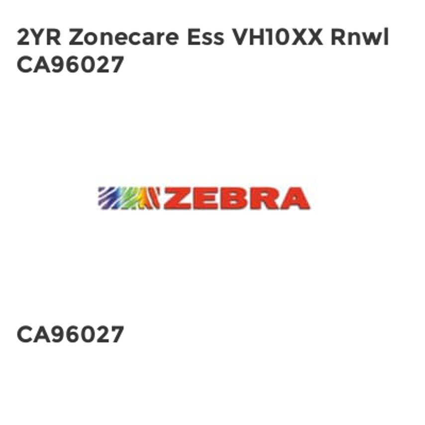 Zebra 2YR Zonecare Ess VH10XX Rnwl CA96027