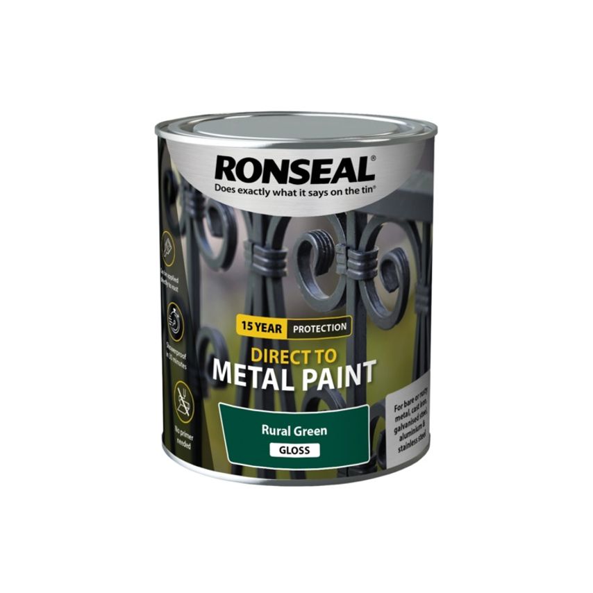 Ronseal Direct to Metal Paint 750ml Rural Green Gloss