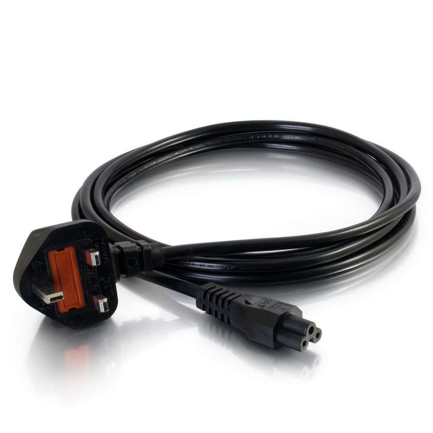 Laptop Power Cord - Power Cable - IEC 60320 C5 to BS 1363 (M) - Ac 250 V - Molded - Black - United Kingdom