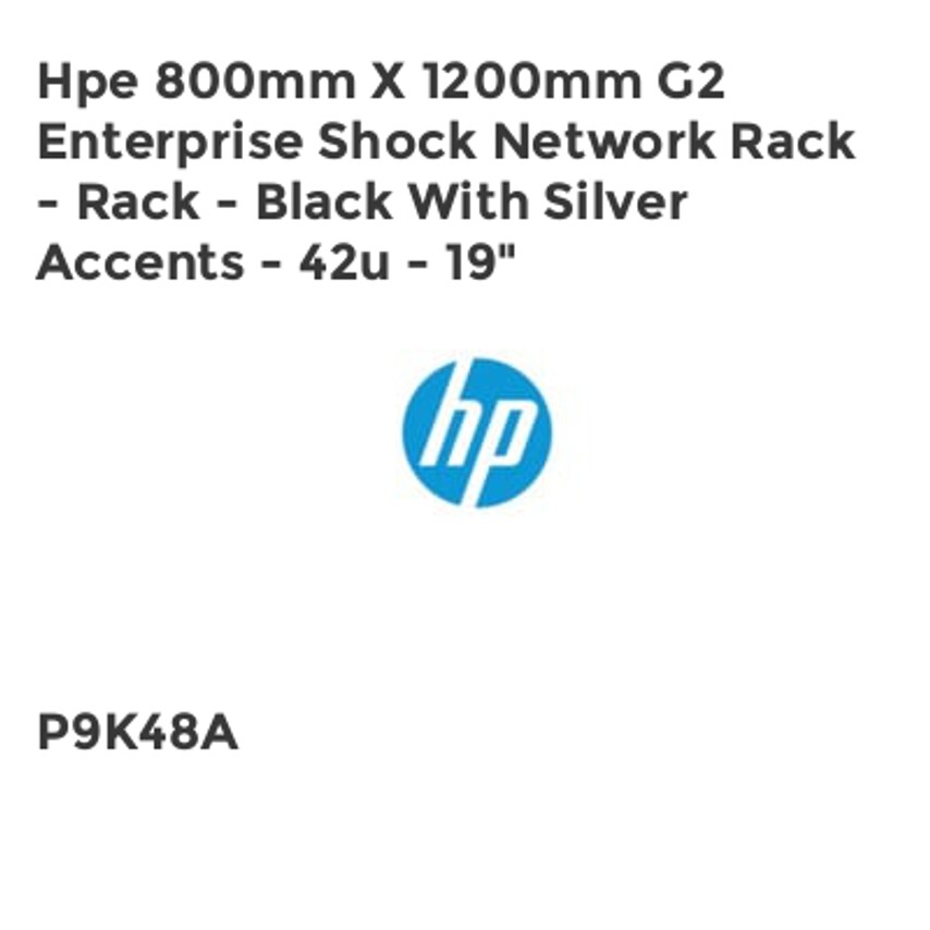 HP Hpe 800mm X 1200mm G2 Enterprise Shock Network Rack - Rack - Black With Silve