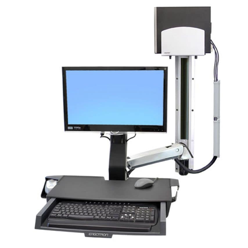 Ergotron 45270026 Styleview Sitstand Combo Arm With Worksurface & Medium Silver
