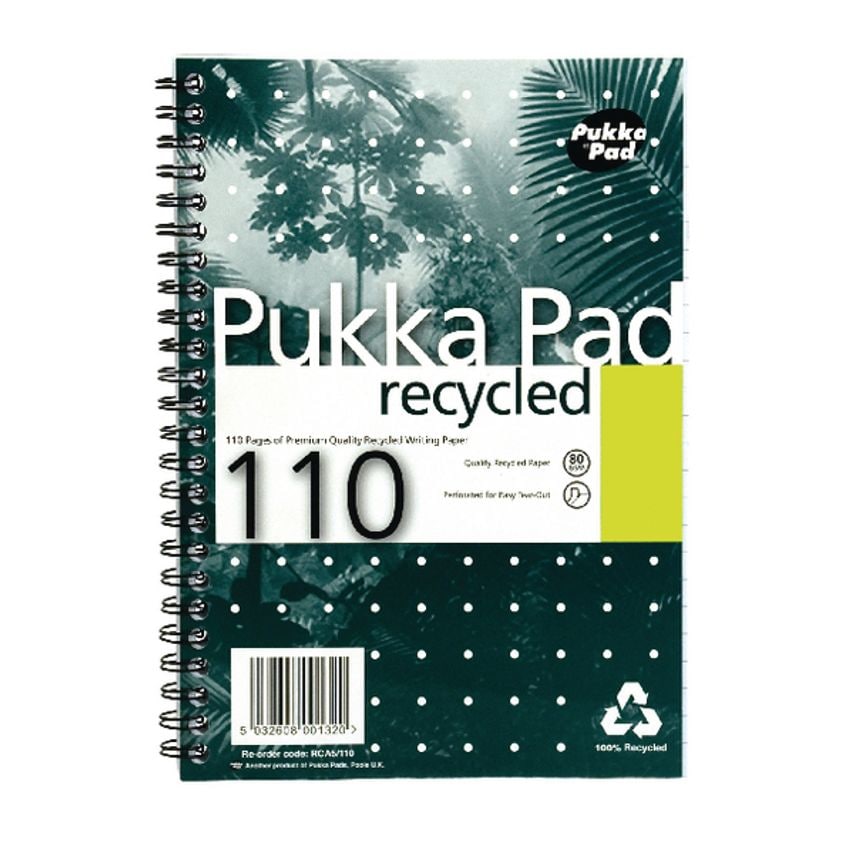 Pukka Pad Pukka Pad A5 Wirebound Card Cover Notebook Recycled Ruled 110 Pages Gr