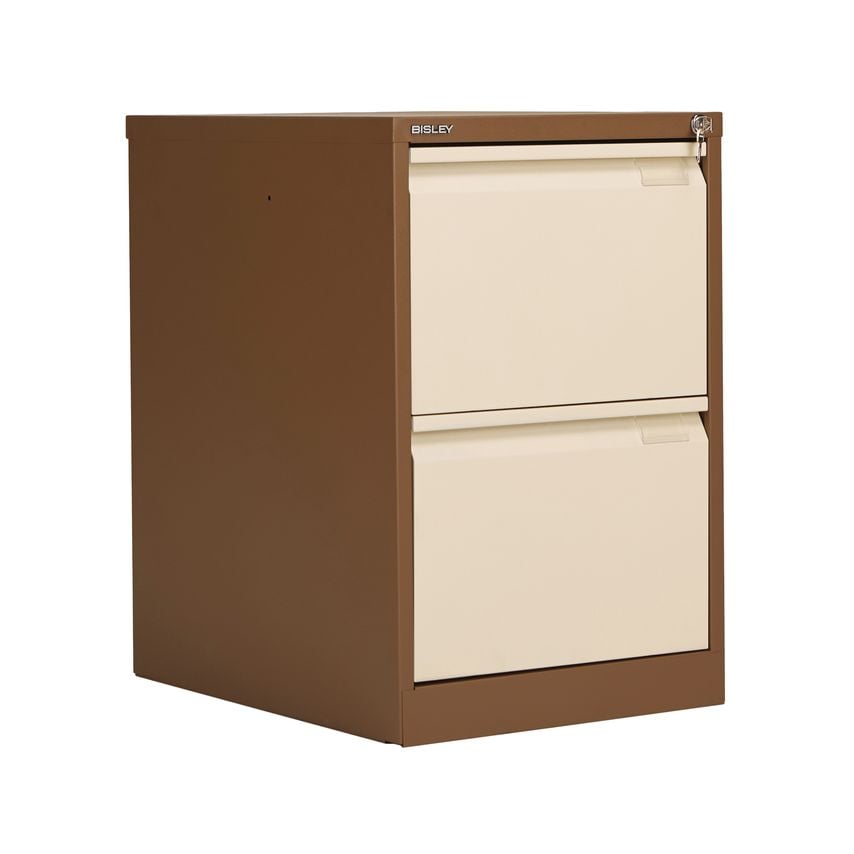 Bisley 2 Drawer Filing Cabinet Lockable 470X622X711mm Coffee/Cream BS2EC/C