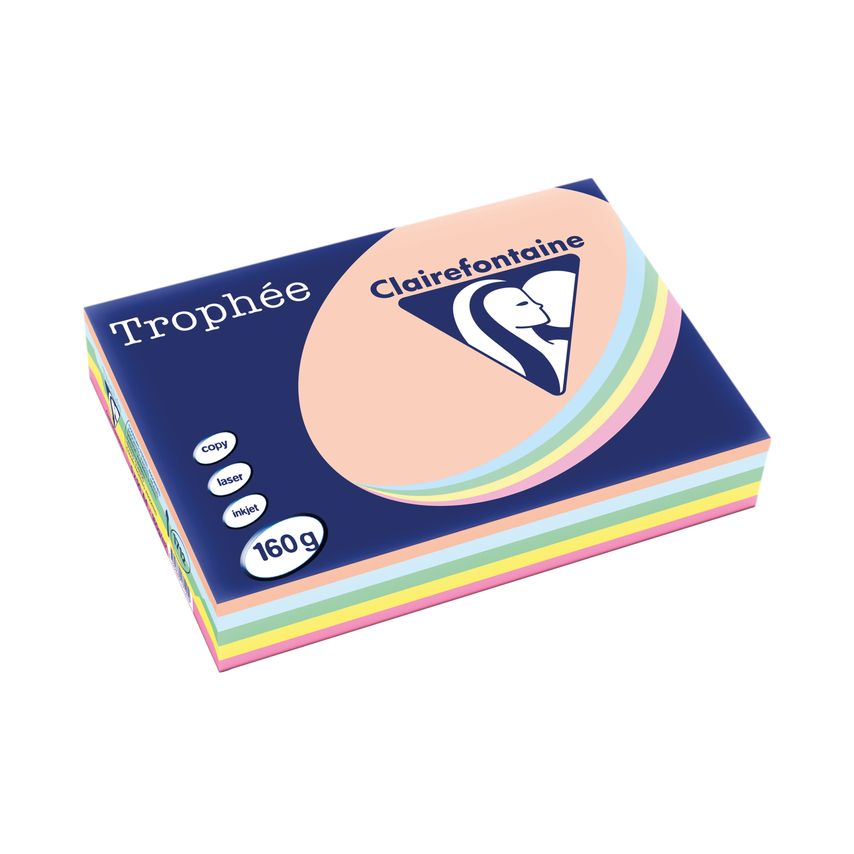 Clairefontaine Trophee Card A4 160gm Pastel Assorted (Pack of 250) 1712C